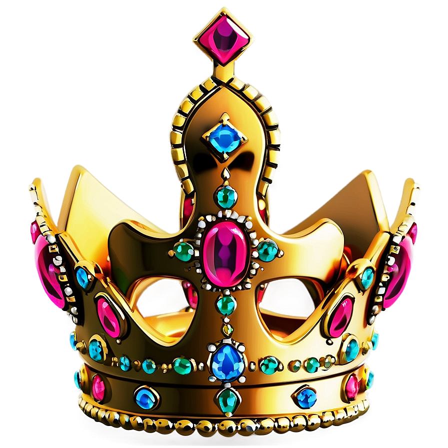 Cartoon Crown With Gemstones Png Rmh PNG