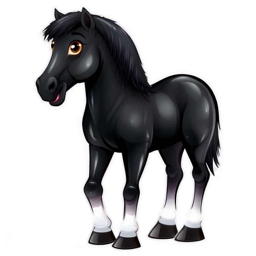 Cartoon Cute Black Horse Png 06262024 PNG