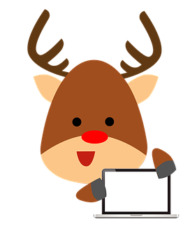 Cartoon Deer With Laptop PNG