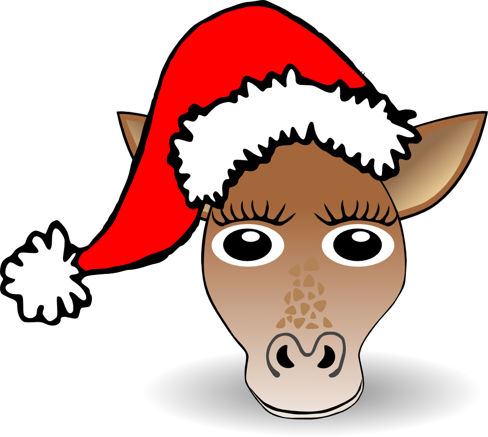 Cartoon Deerin Santa Hat PNG