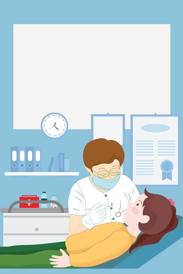 Cartoon Dentist Examining Patient Wallpaper