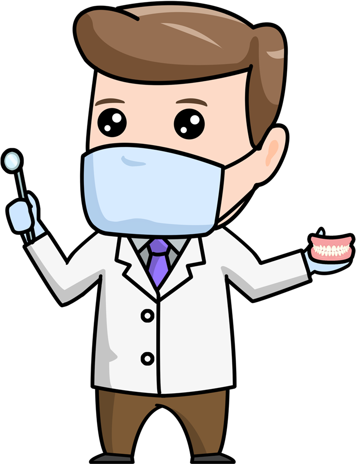 Download Cartoon Dentist Holding Toolsand Teeth Model.png | Wallpapers.com