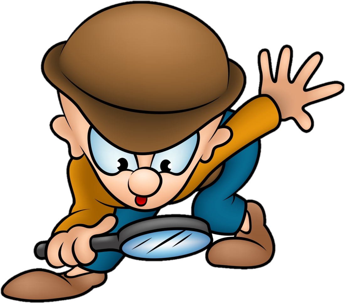 Cartoon Detective With Magnifying Glass PNG