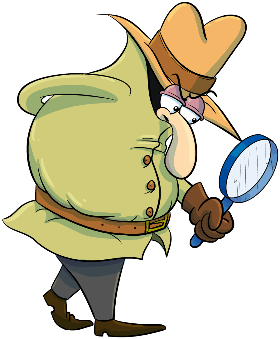 Cartoon Detective With Magnifying Glass PNG
