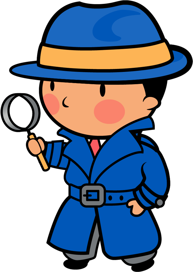 Cartoon Detectivewith Magnifying Glass PNG