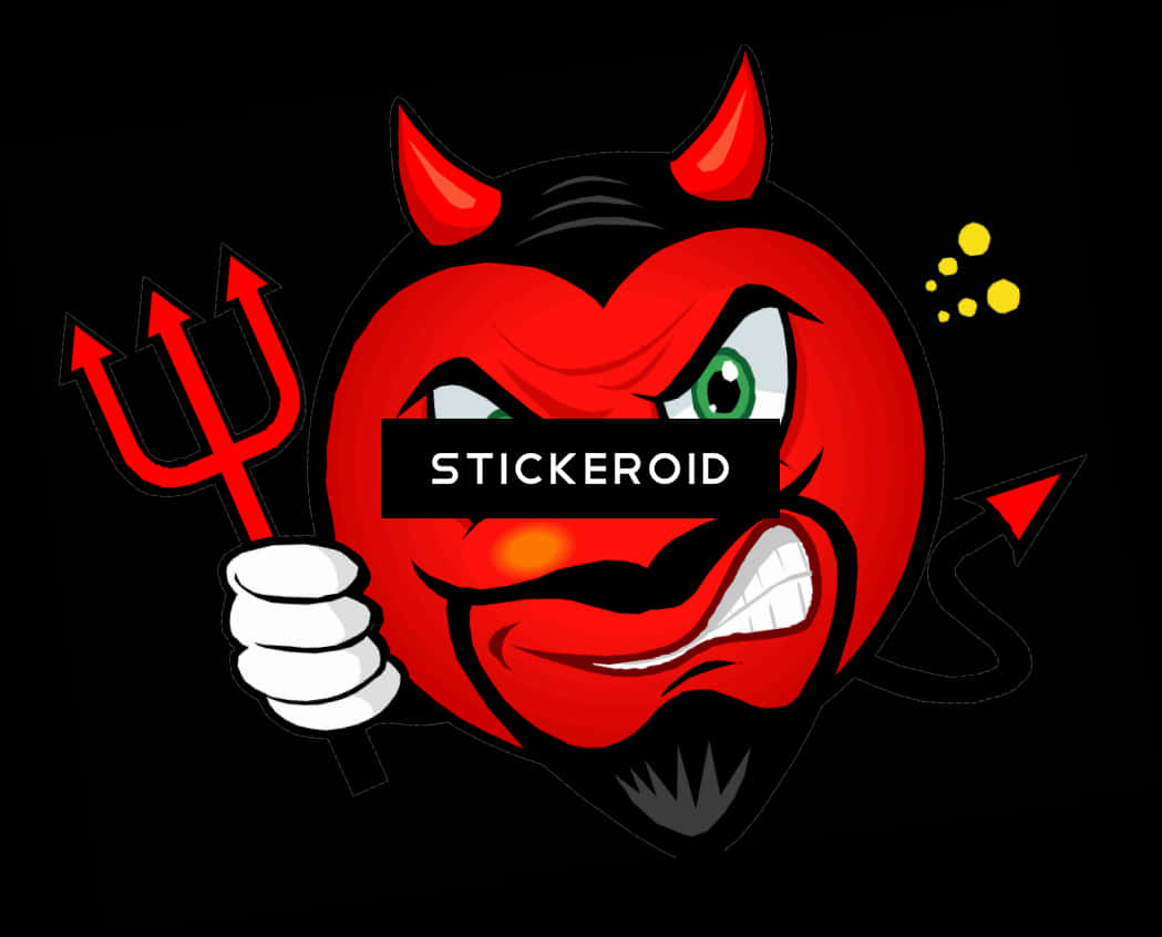 Cartoon Devil Emoji Holding Trident PNG