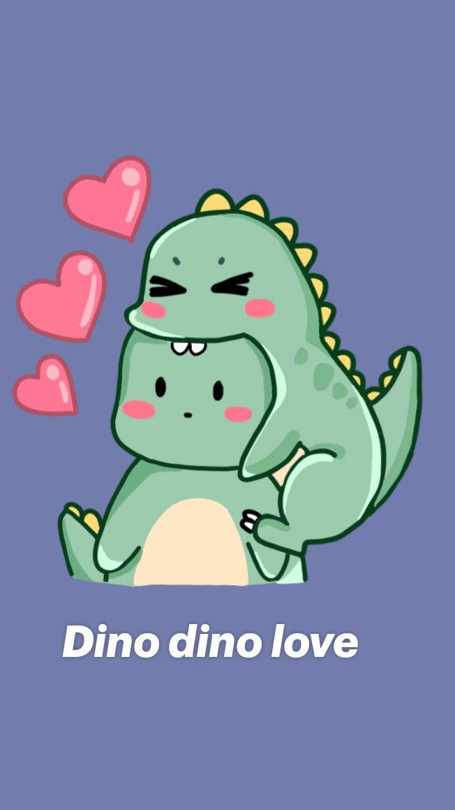 Stay connected with a Cartoon Dinosaur Phone! Wallpaper