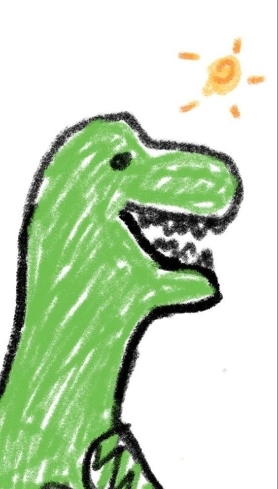Tegningen af en dinosaur med solen i baggrunden. Wallpaper