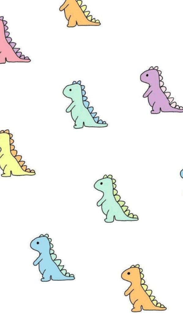 Colorful Cartoon Dinosaur Phone Wallpaper
