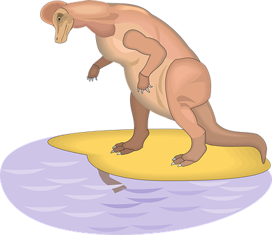 Cartoon Dinosaur Surfing PNG