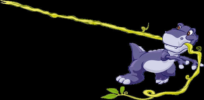 Cartoon Dinosaur Swingingon Vine PNG