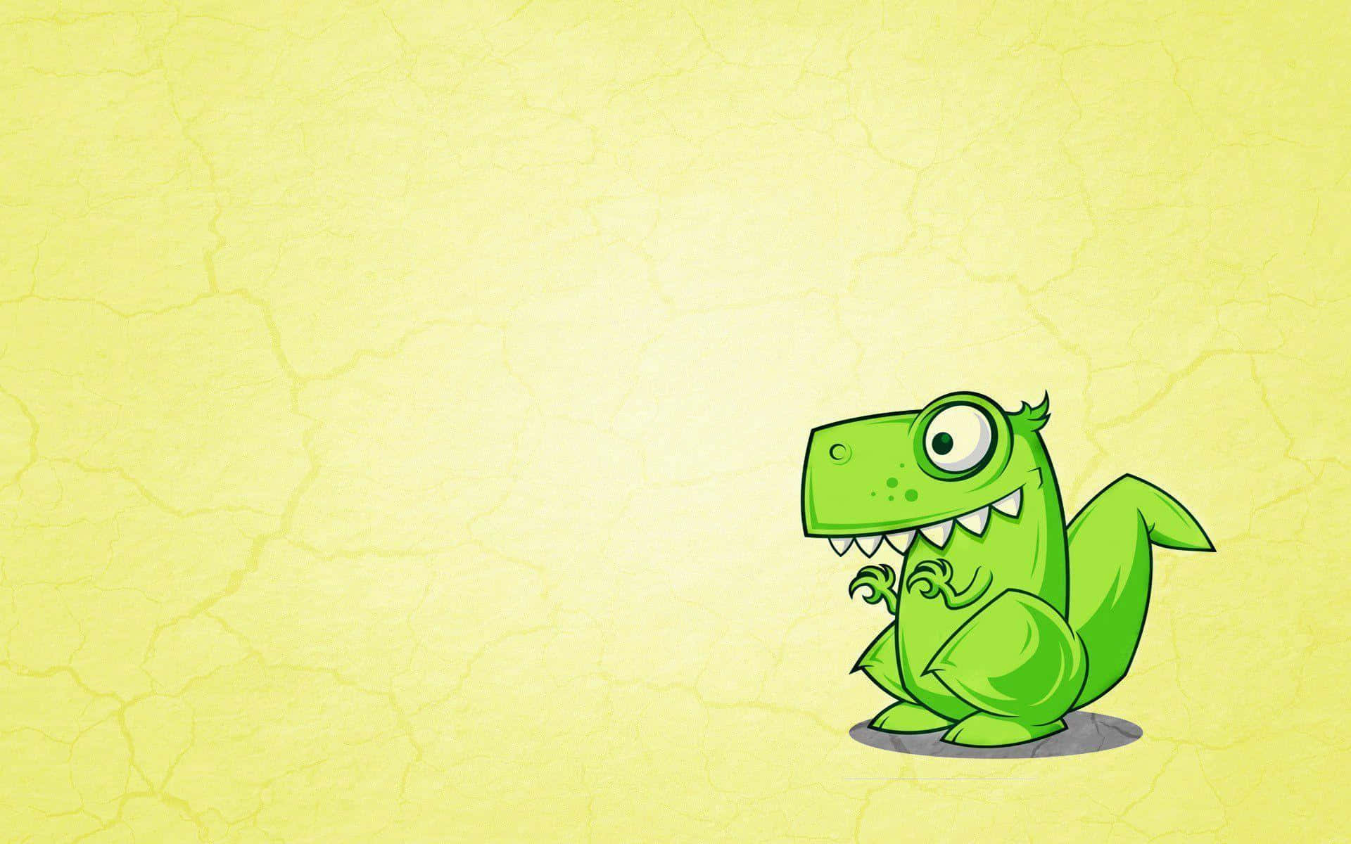 A Green Dinosaur On A Yellow Background Wallpaper