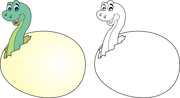 Cartoon Dinosaurs Hatching From Eggs PNG