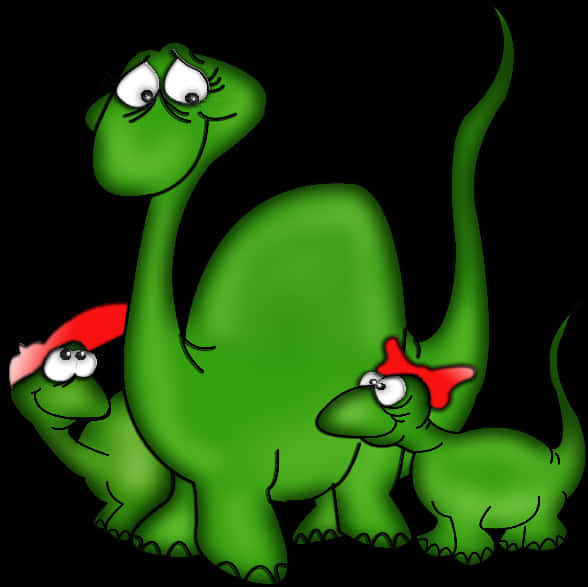 Cartoon Dinosaursin Santa Hats PNG
