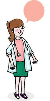 Cartoon Doctor Girlwith Speech Bubble PNG