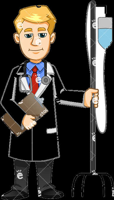 Cartoon Doctor With Stethoscopeand Reflex Hammer PNG