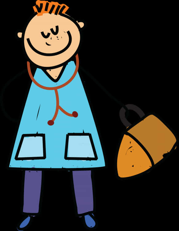 Cartoon Doctorwith Stethoscopeand Lamp PNG