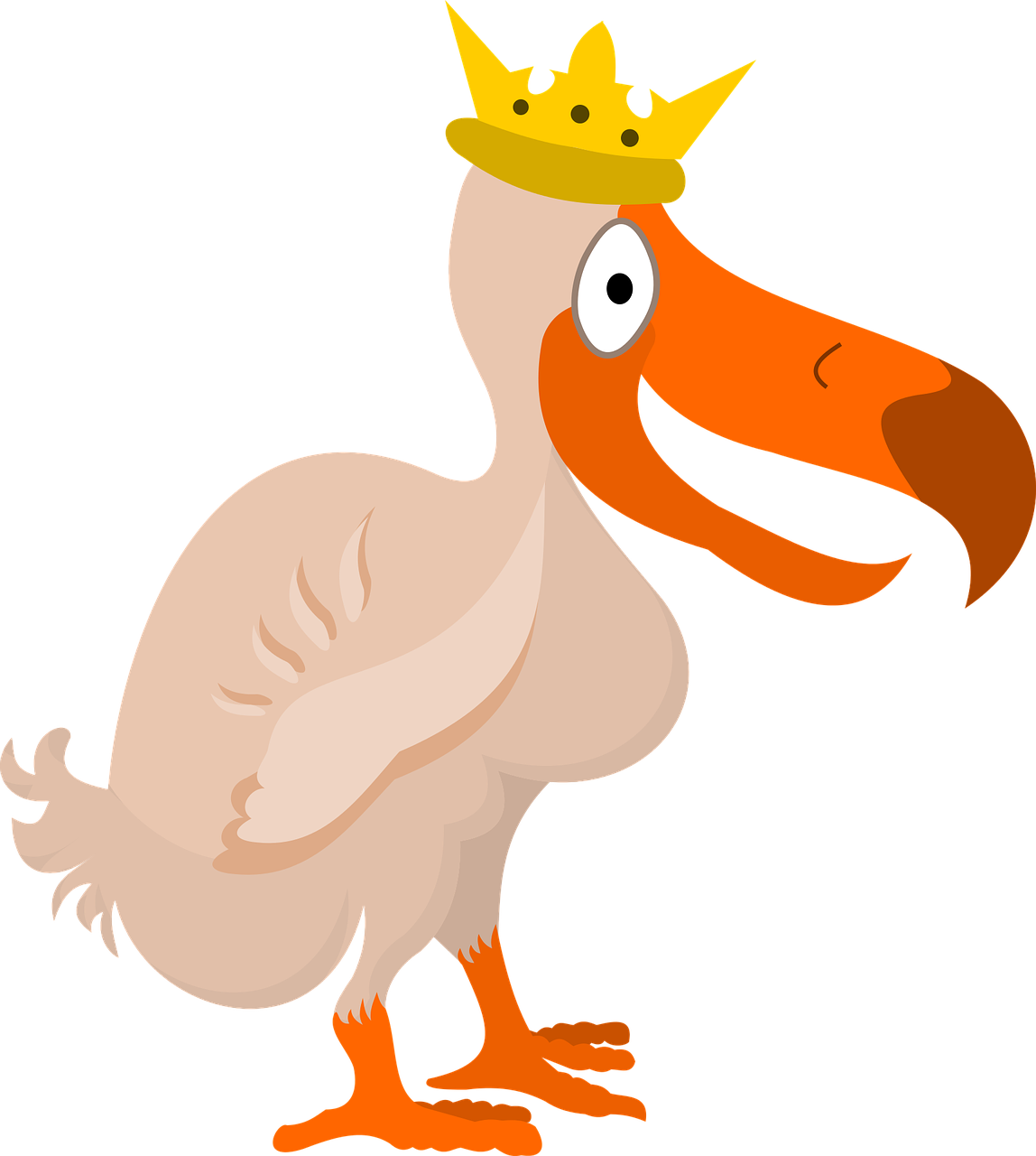 Cartoon Dodo Birdwith Crown PNG