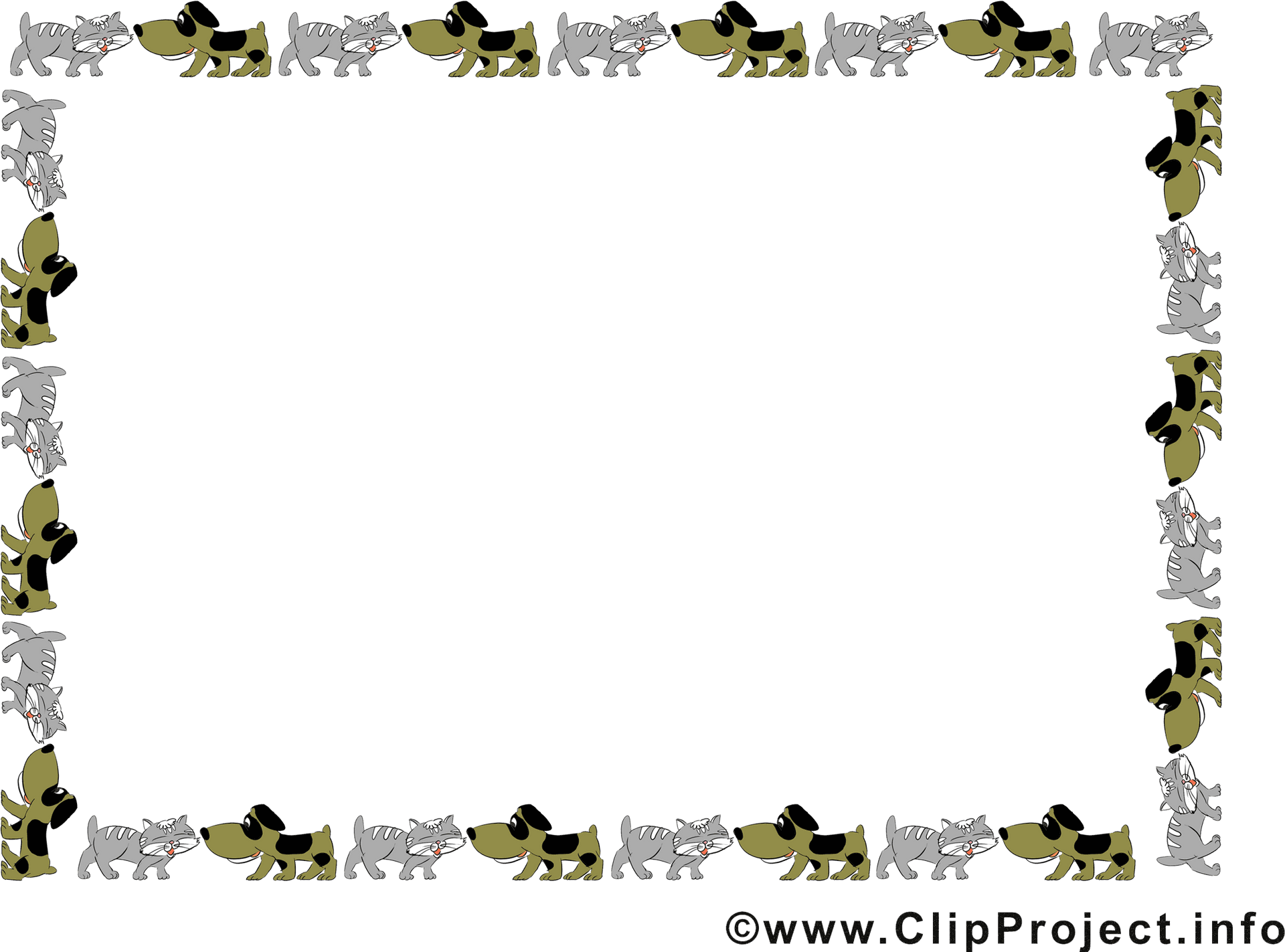 Cartoon Dog Cat Frame PNG