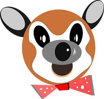 Cartoon Dog Facewith Bow Tie PNG