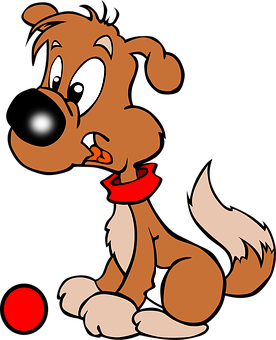 Cartoon Dog Sitting With Red Collar PNG