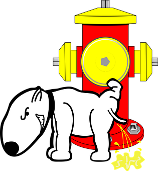 Cartoon Dog Urinatingon Fire Hydrant PNG