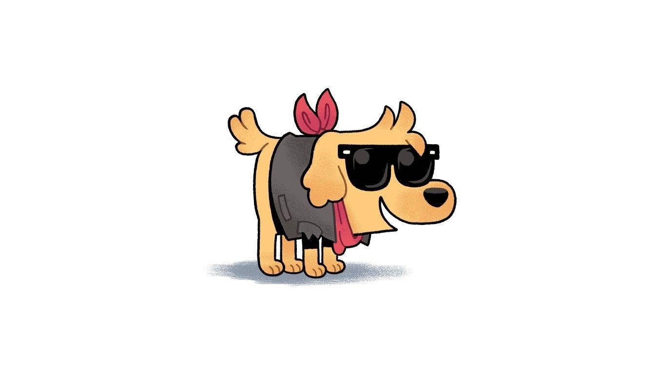 Cartoon Dog With Black Sunglasses Background