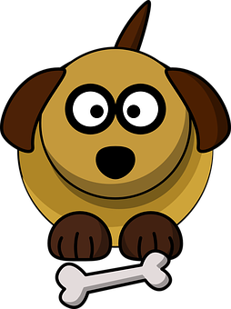 Cartoon Dog With Bone PNG