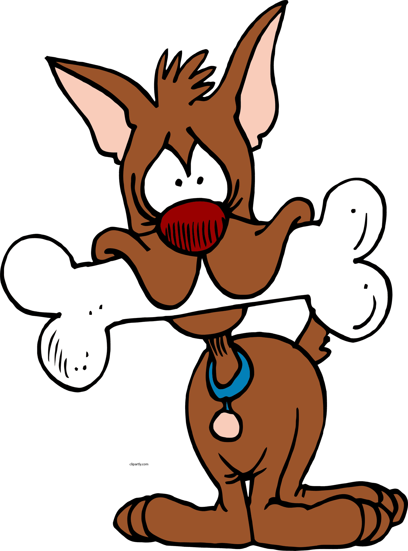 Cartoon Dog With Bone PNG