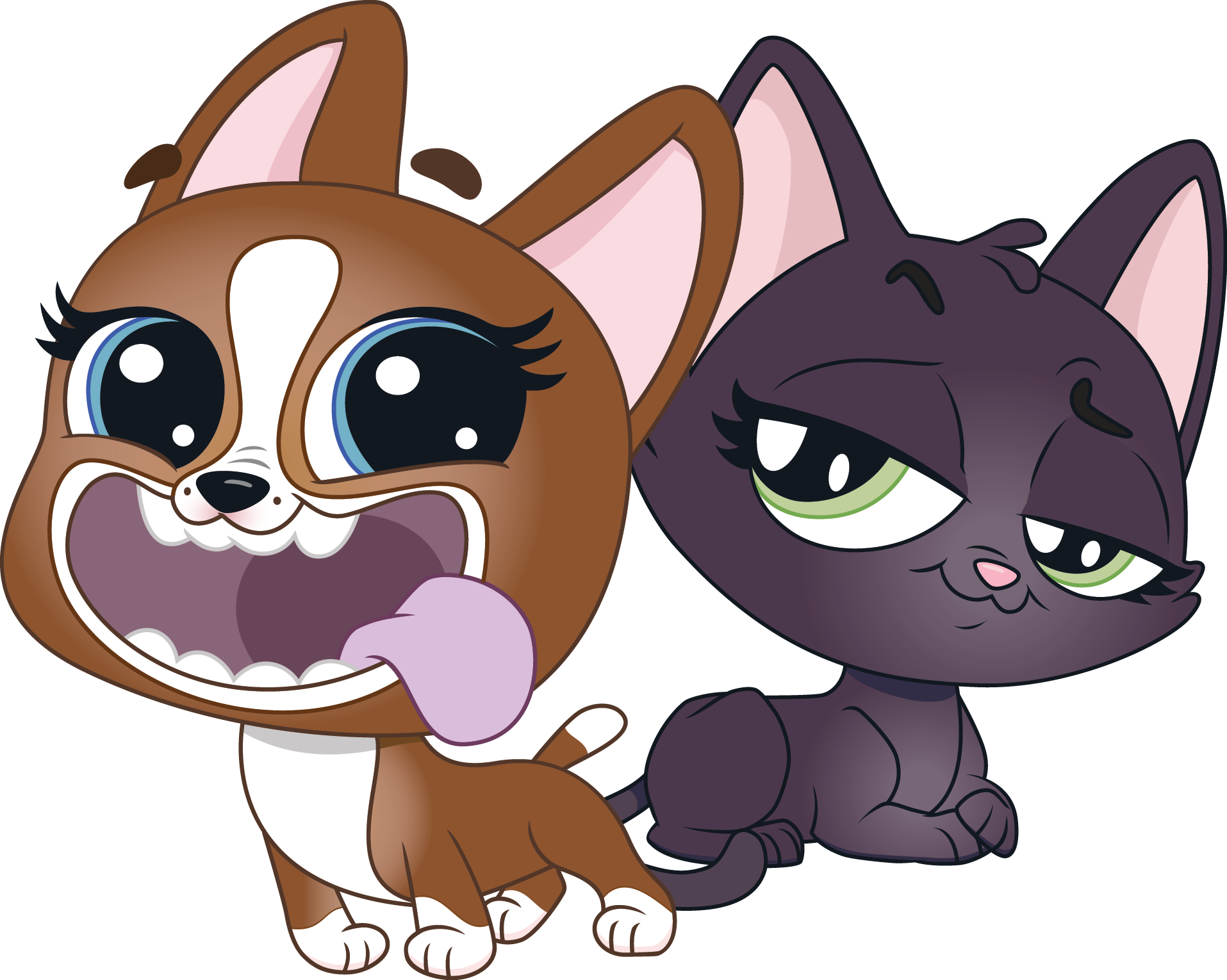 Cartoon Dogand Cat Friends PNG
