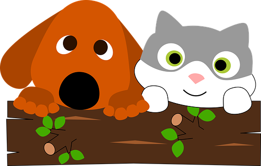 Cartoon Dogand Cat Peeking PNG