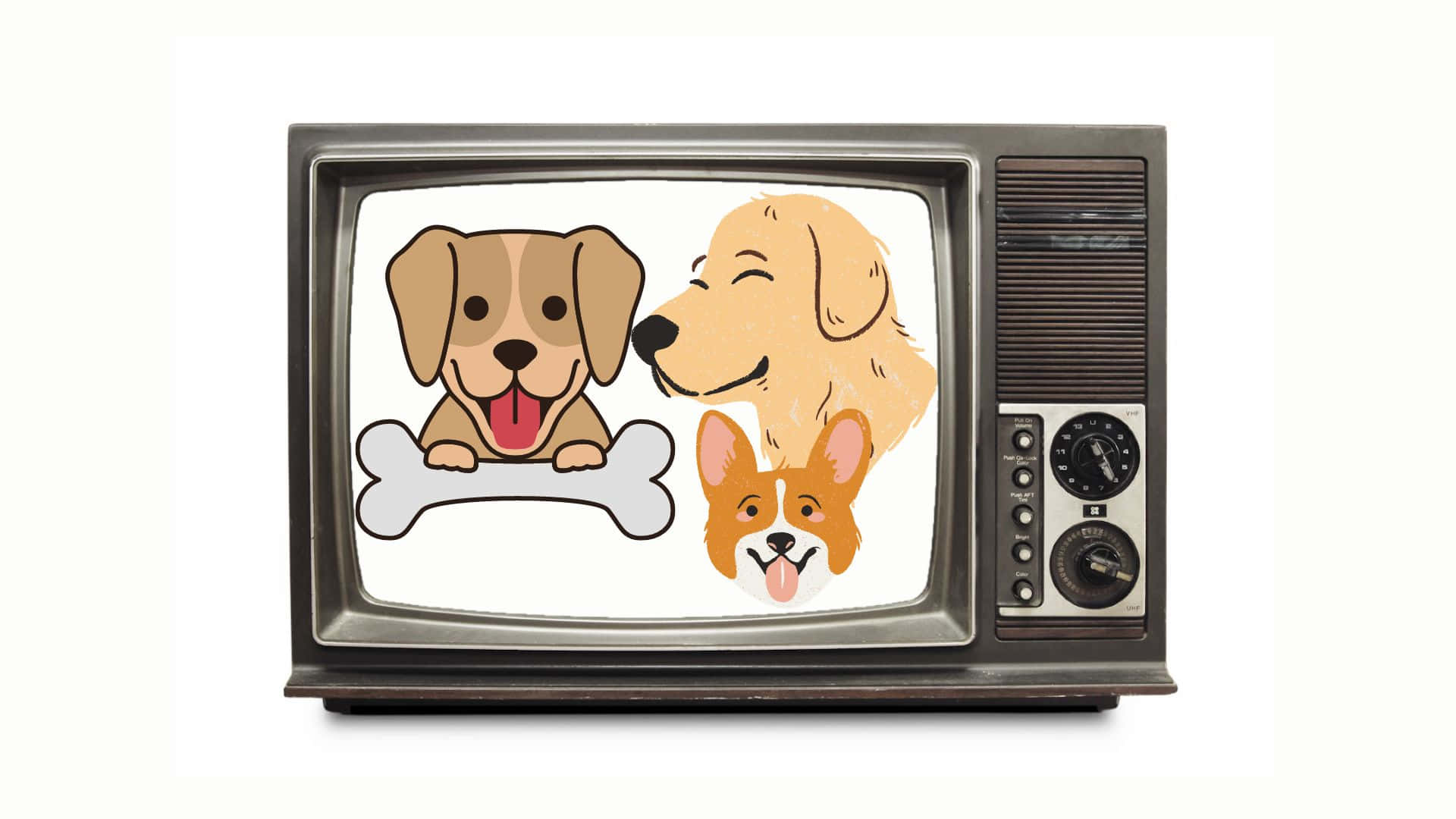 Anjing Kartun Retro T V Wallpaper