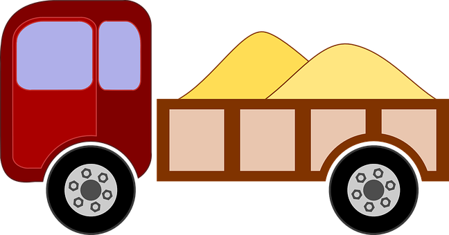 Cartoon Dump Truck Loaded With Sand PNG