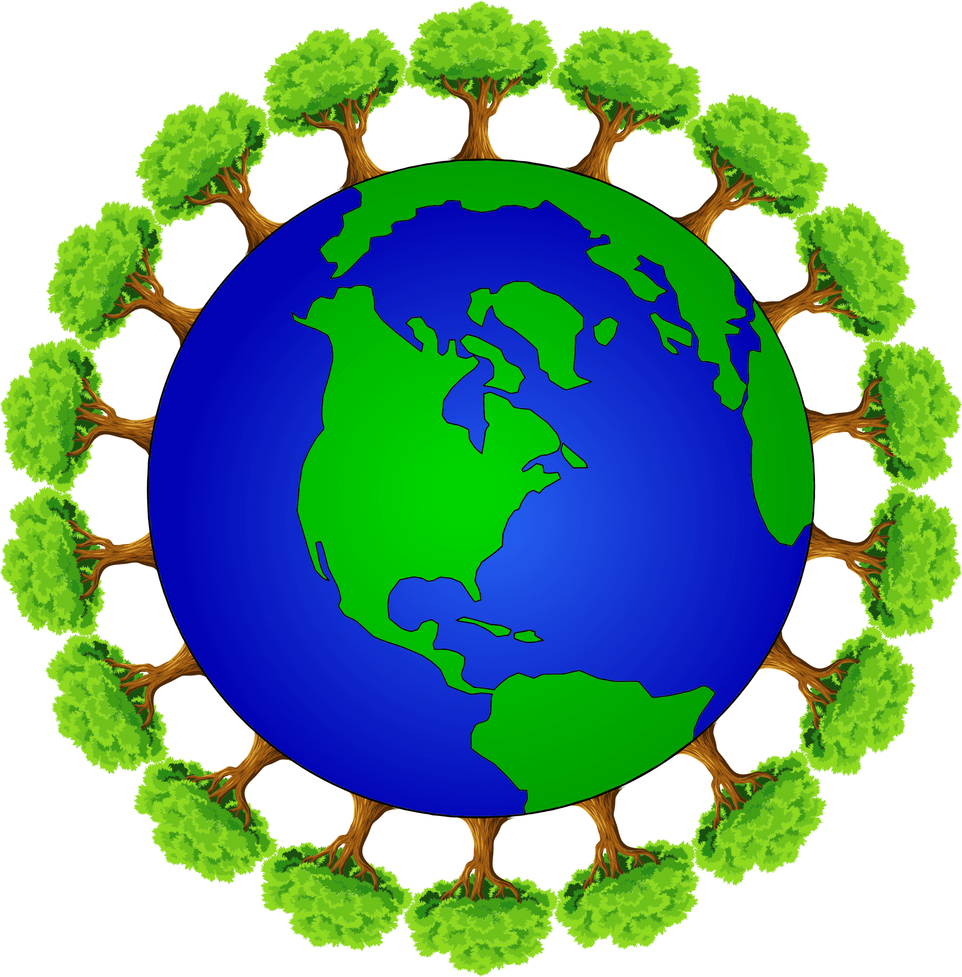 Cartoon Earthwith Trees Circle PNG