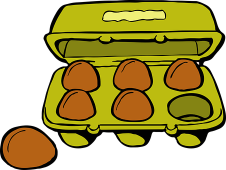 Cartoon Egg Carton Spill PNG