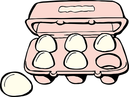 Cartoon Egg Cartonand Single Egg PNG