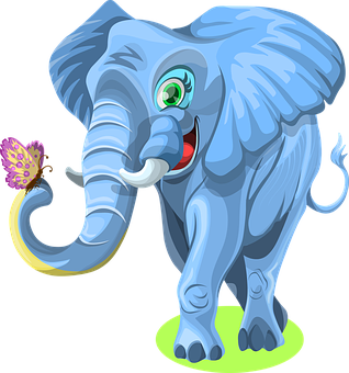 Cartoon Elephant Holding Flower PNG