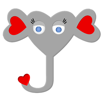 Cartoon Elephant Love Graphic PNG