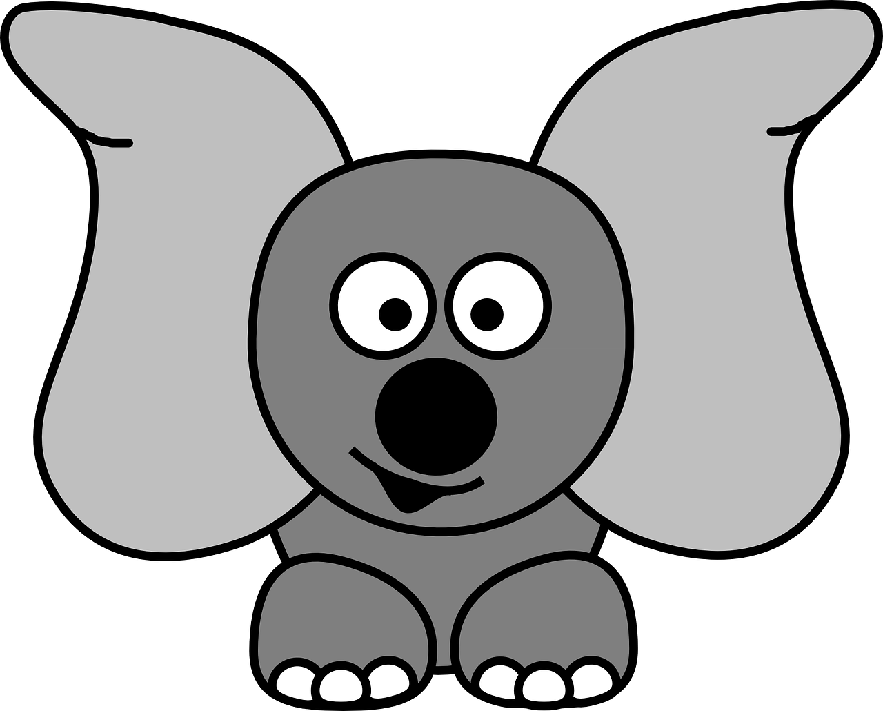 Cartoon Elephant With Large Ears PNG