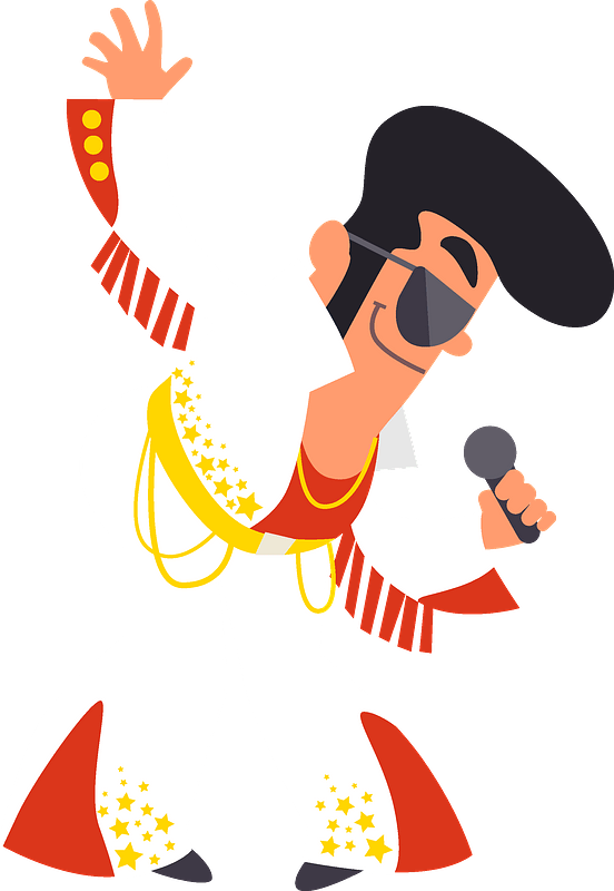 Cartoon Elvis Performing On Stage.png PNG