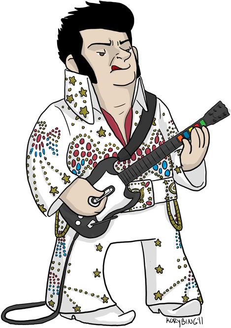 Cartoon Elvis Playing Guitar PNG