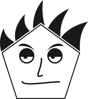 Cartoon Face Black Hair Smirk PNG