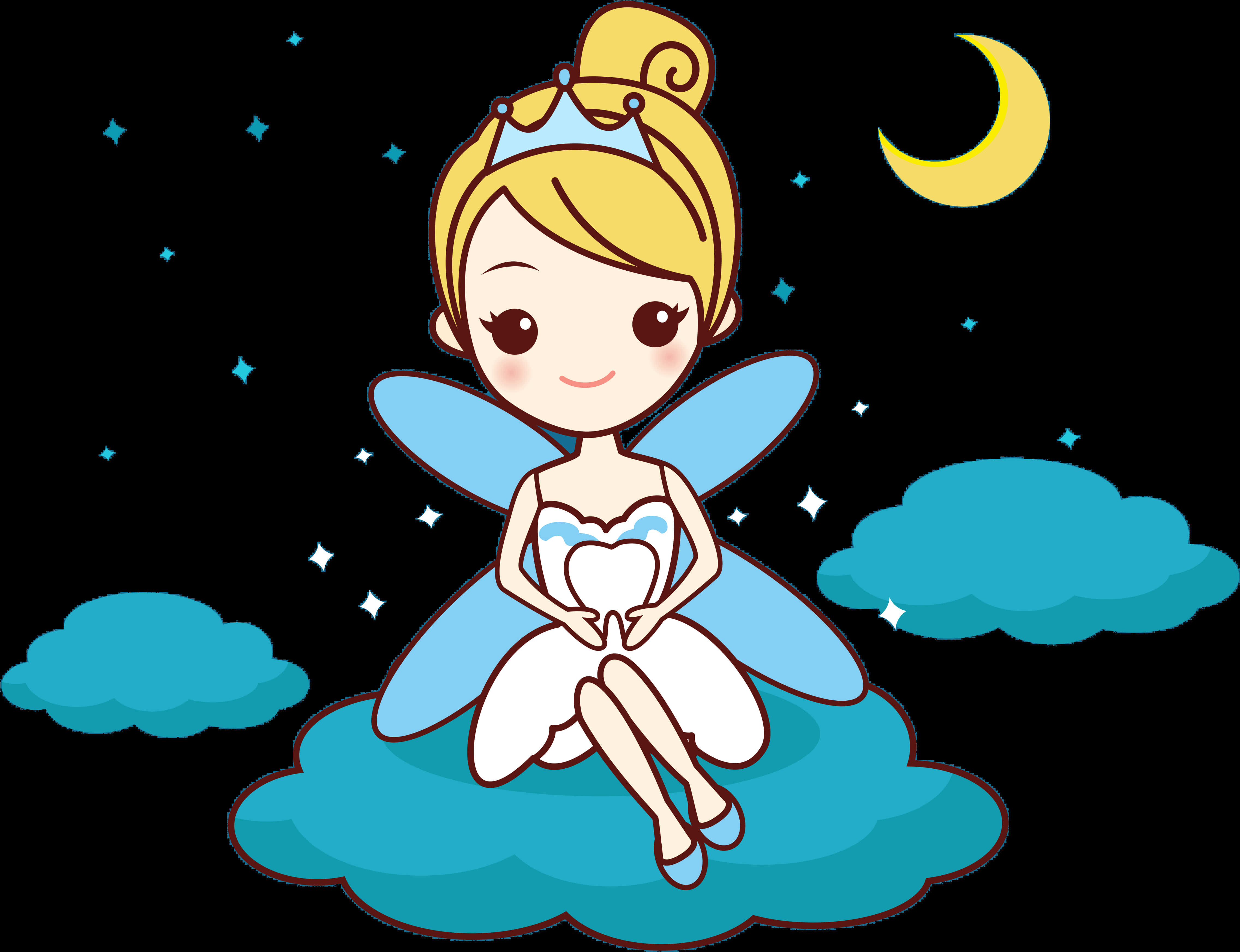 Cartoon Fairy Moonlit Night PNG