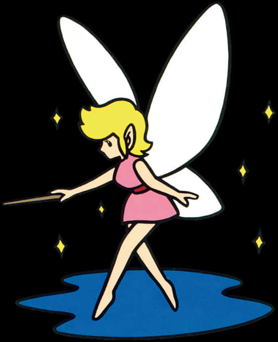 Cartoon Fairy With Wandand Sparkles PNG