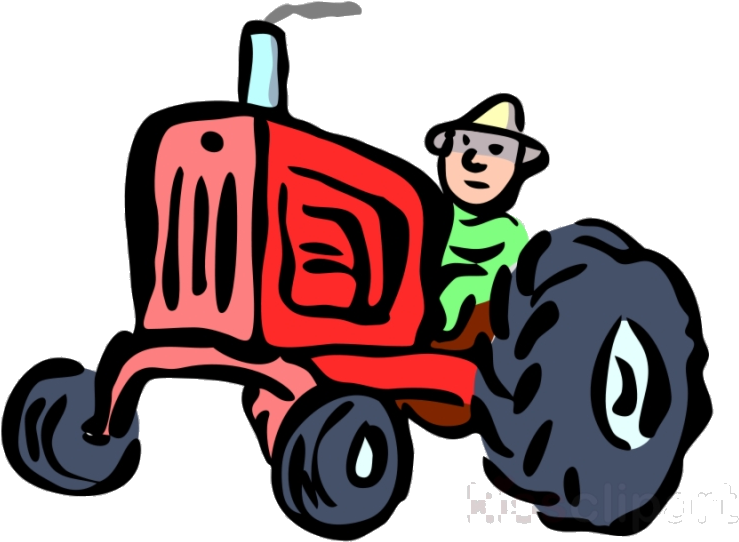 Cartoon Farmer Driving Tractor PNG