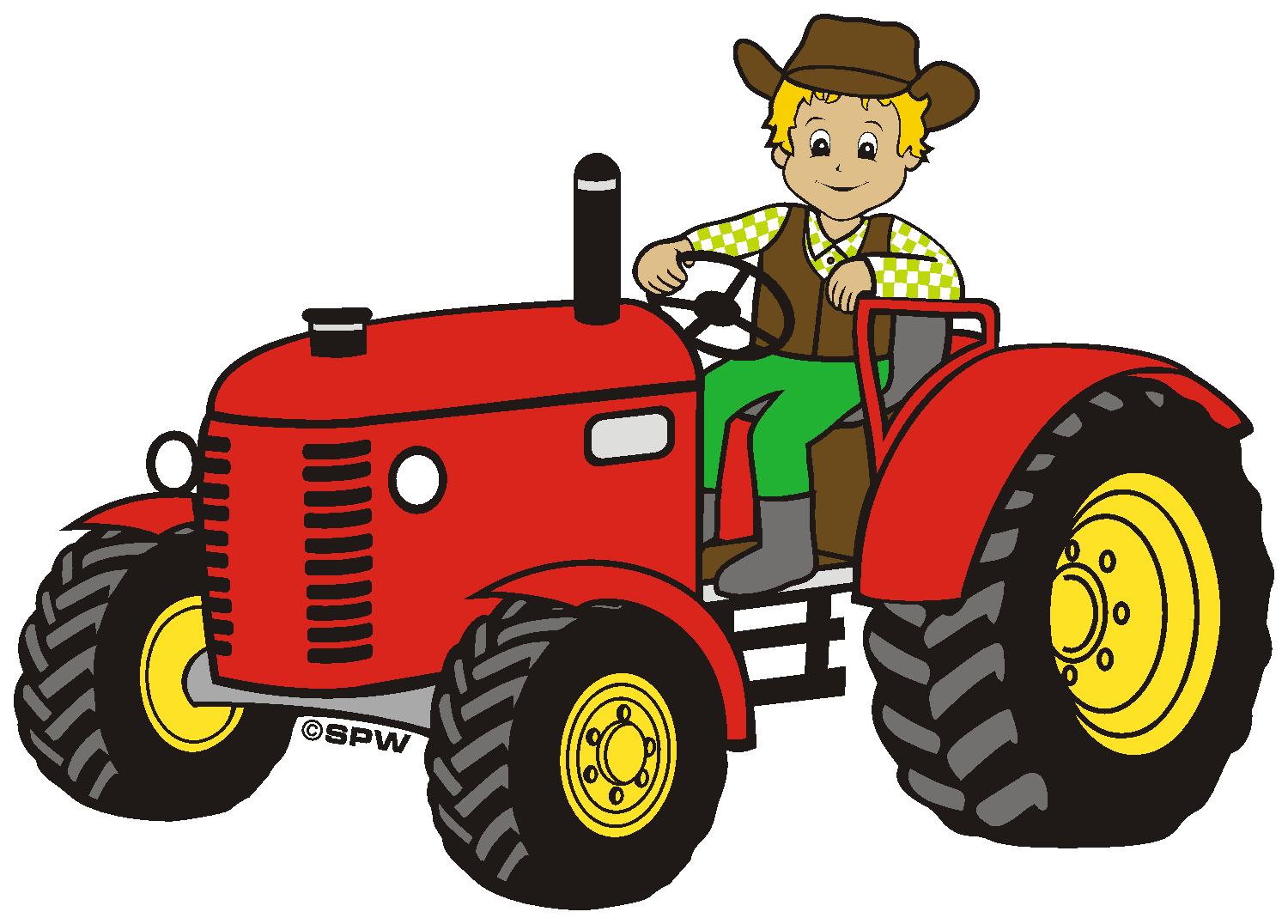 Cartoon Farmeron Tractor PNG