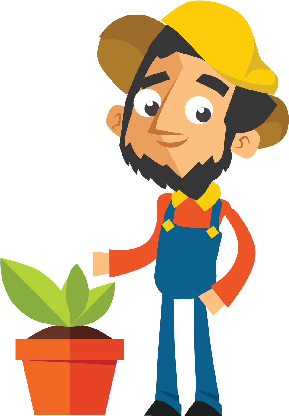 Cartoon Farmerwith Plant PNG