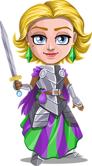 Cartoon Female Knight Vector PNG