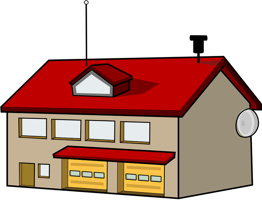 Cartoon Fire Station Vector PNG