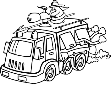 Cartoon Fire Truck Character PNG